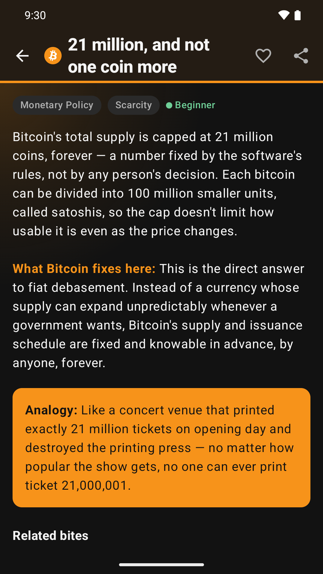 Bitcoin Bites fact detail screenshot