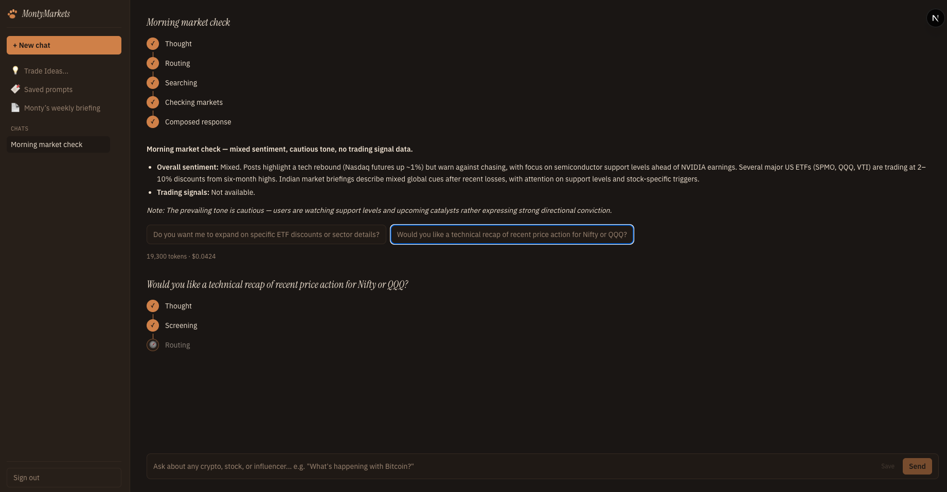 Monty chat assistant screenshot
